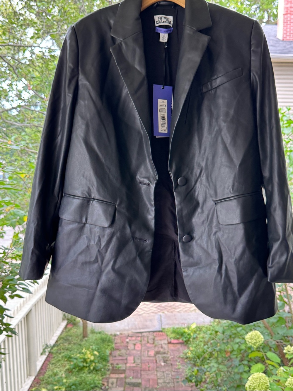 Future Collective Black Faux Leather Blazer